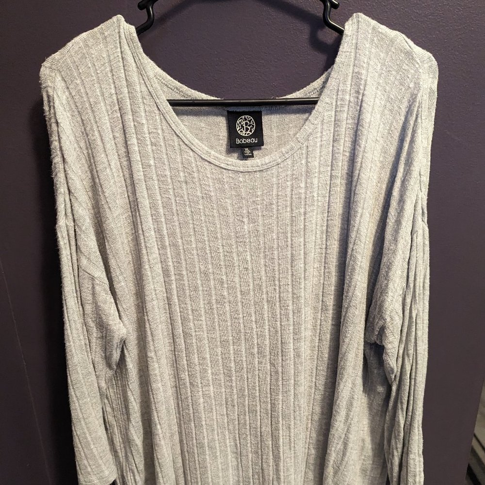BOBEAU Rojar Asymmetrical Hem Hacci Knit Top